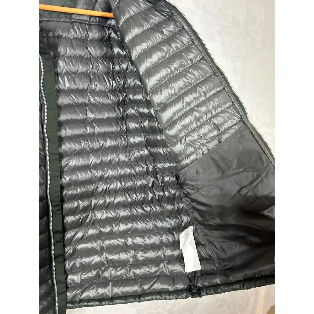 Abercrombie Fitch Jacket XL Full Zip Army Green Down Filled Quilted Hood Puffer - Picture 10 of 16